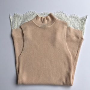 APT.9 Light Pink Lace Bottom Turtle Neck Dress